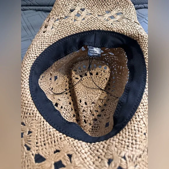 Cowboy Hat Women Summer Western Cowgirl Woven Hollow Out Wide Brim Hat rodeo - Picture 10 of 11